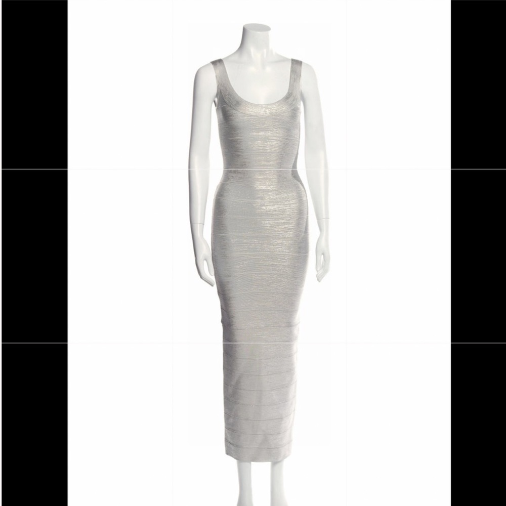 Stunning Herve Leger Silver Evening Gown